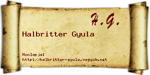 Halbritter Gyula névjegykártya